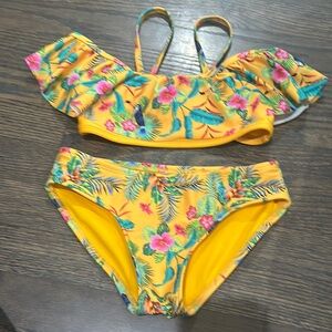 Cat & Jack Floral Off-Shoulder Bikini Set sz M 8